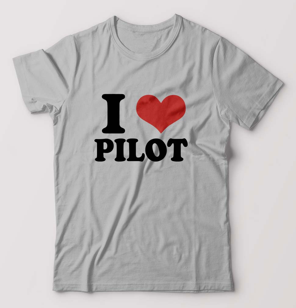 I LOVE PILOT T-Shirt for Men-Grey Melange-Ektarfa.online