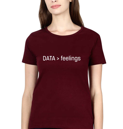 Data T-Shirt for Women-Maroon-Ektarfa.online