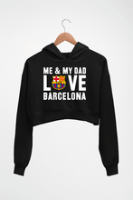 Load image into Gallery viewer, Love Barcelona Crop HOODIE FOR WOMEN-Black-Ektarfa.online
