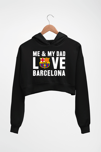 Love Barcelona Crop HOODIE FOR WOMEN-Black-Ektarfa.online