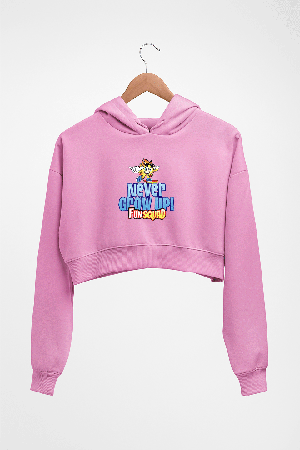 fun squad Crop HOODIE FOR WOMEN-Light Baby Pink-Ektarfa.online