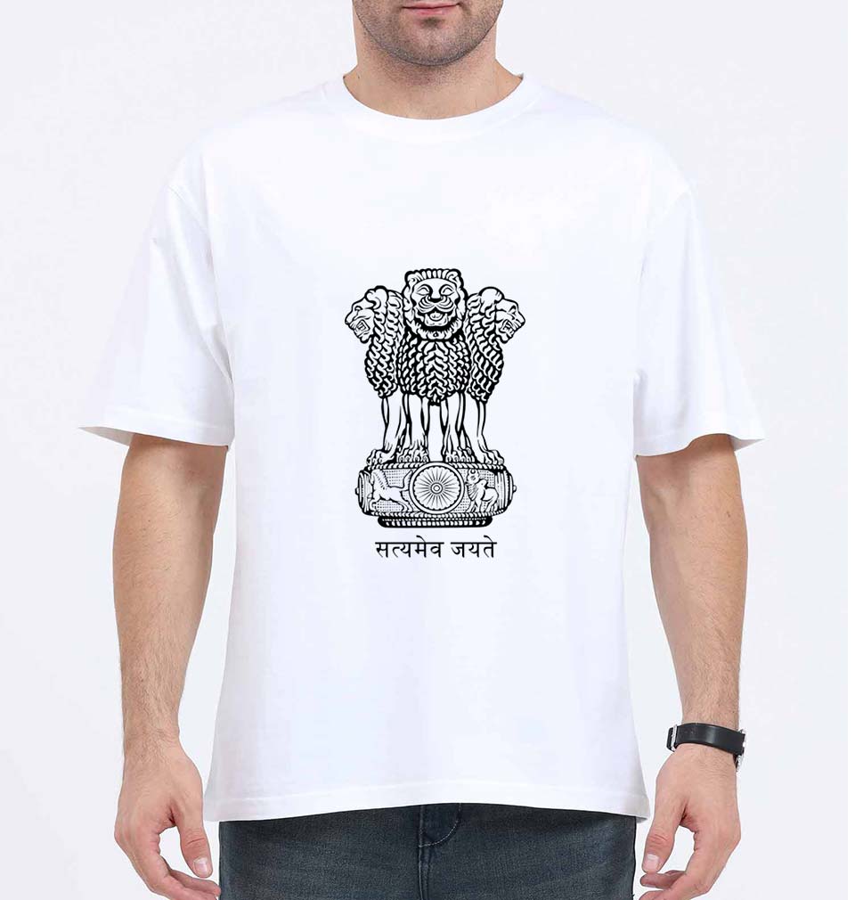 satyamev jayate Oversized T-Shirt for Men-White-Ektarfa.online