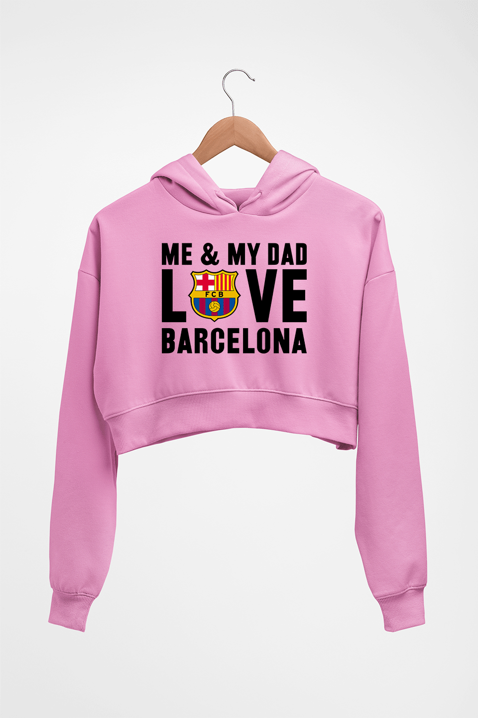 Love Barcelona Crop HOODIE FOR WOMEN-Light Baby Pink-Ektarfa.online