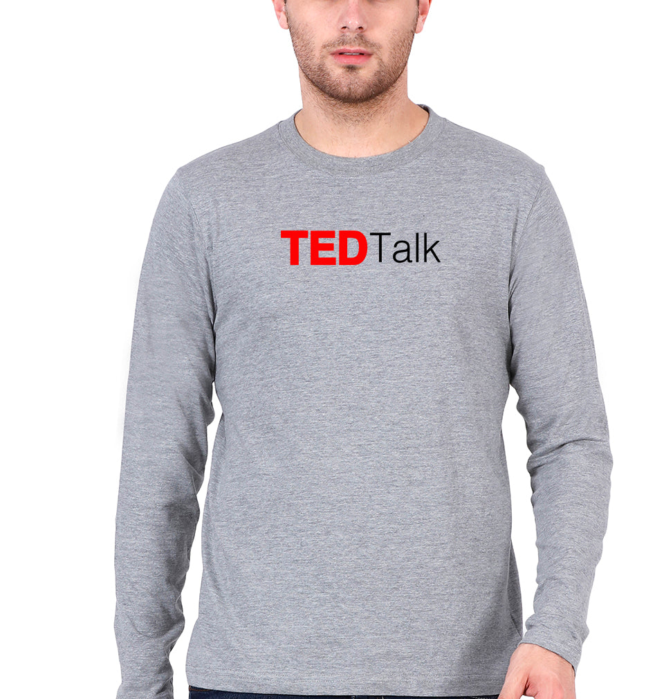Ted Talk Full Sleeves T-Shirt for Men-Grey Melange-Ektarfa.online