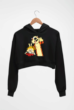Load image into Gallery viewer, calvin hobbes Crop HOODIE FOR WOMEN-Black-Ektarfa.online
