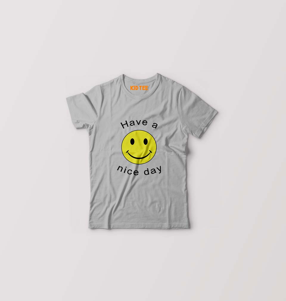 Nice Day Emoji Kids T-Shirt for Boy/Girl-Grey-Ektarfa.online