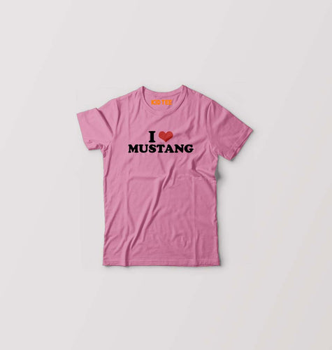 I LOVE MUSTANG T-Shirt for Boy/Girl-Pink-Ektarfa.online