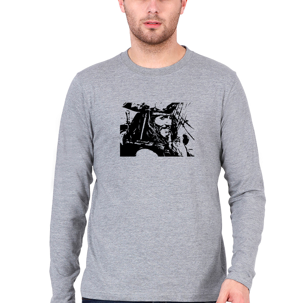jack sparrow Full Sleeves T-Shirt for Men-Grey Melange-Ektarfa.online