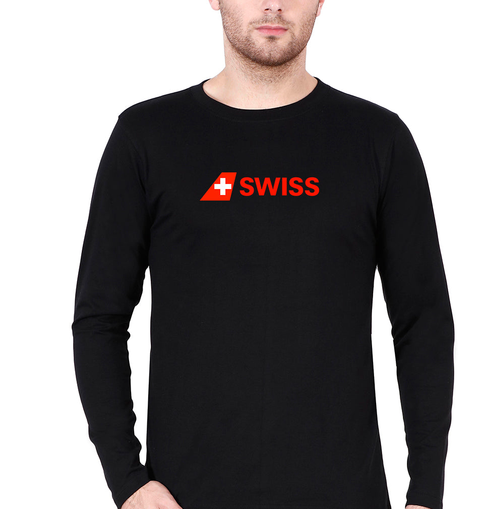 swiss Full Sleeves T-Shirt for Men-Black-Ektarfa.online