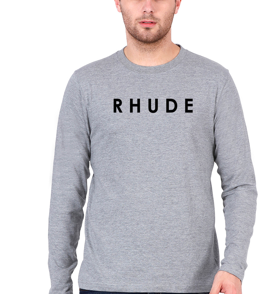 rhude Full Sleeves T-Shirt for Men-Grey Melange-Ektarfa.online
