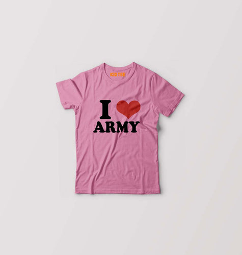 I LOVE ARMY T-Shirt for Boy/Girl-Pink-Ektarfa.online