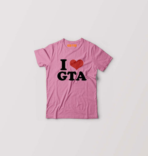 I LOVE GTA T-Shirt for Boy/Girl-Pink-Ektarfa.online