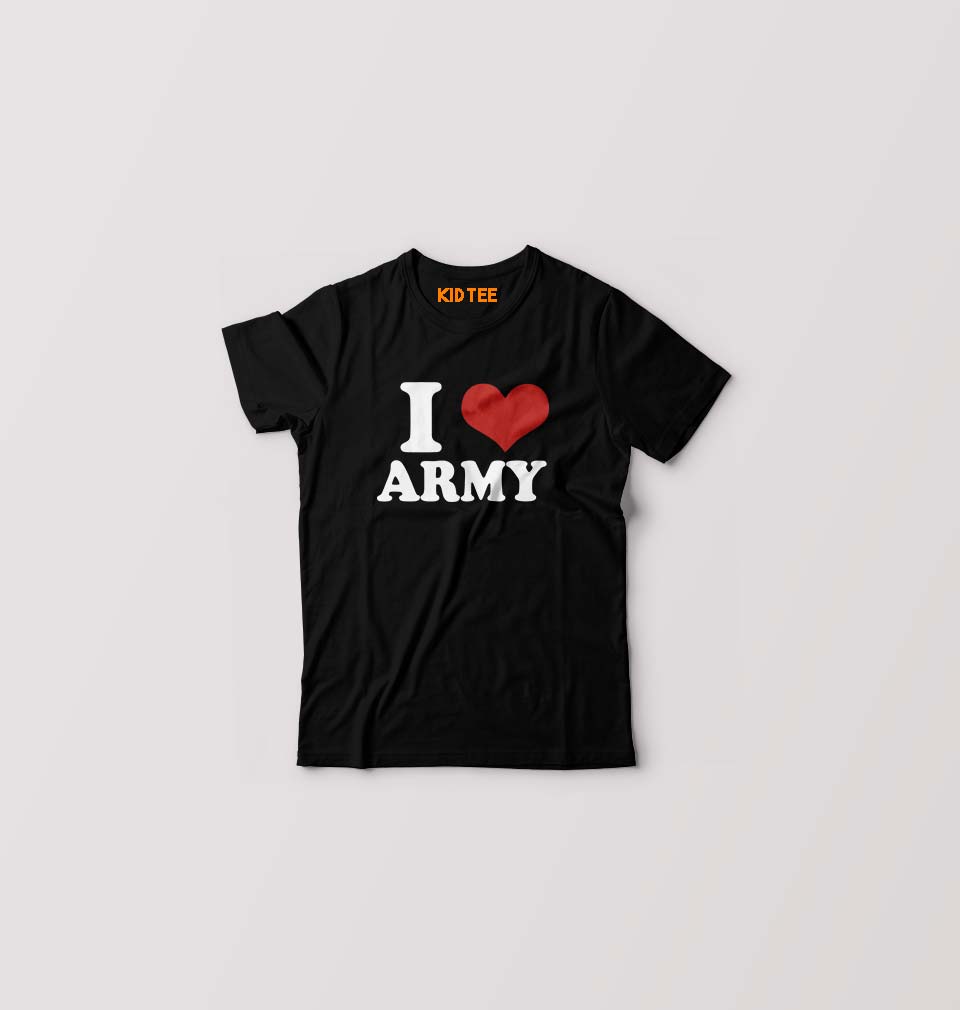 I Love Army T-Shirt for Boy/Girl-Black-Ektarfa.online