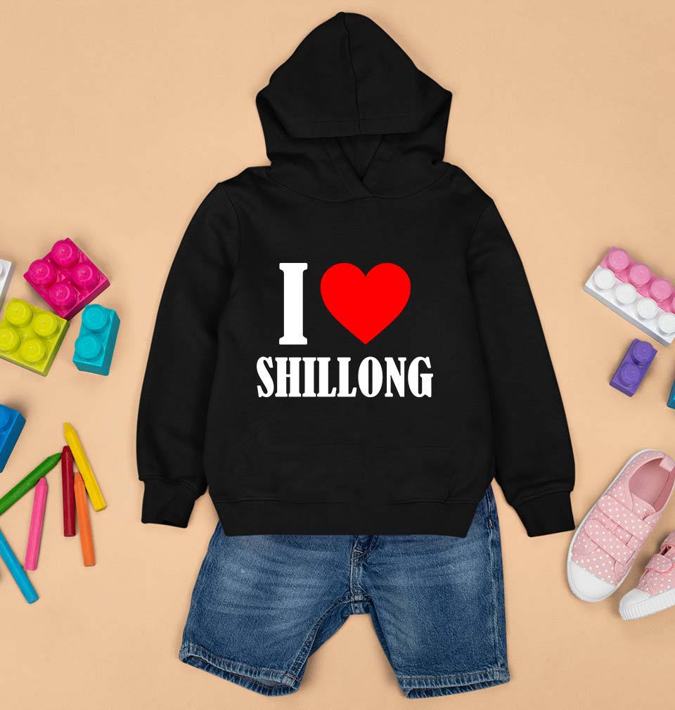 i love shillong Kids Hoodie for Boy/Girl-Black-Ektarfa.online