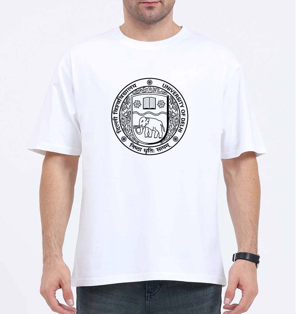 delhi university (DU) Oversized T-Shirt for Men-White-Ektarfa.online