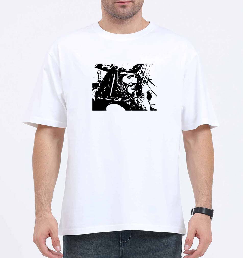 jack sparrow Oversized T-Shirt for Men-White-Ektarfa.online