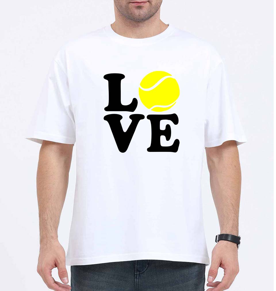 Love Tennis Oversized T-Shirt for Men-White-Ektarfa.online