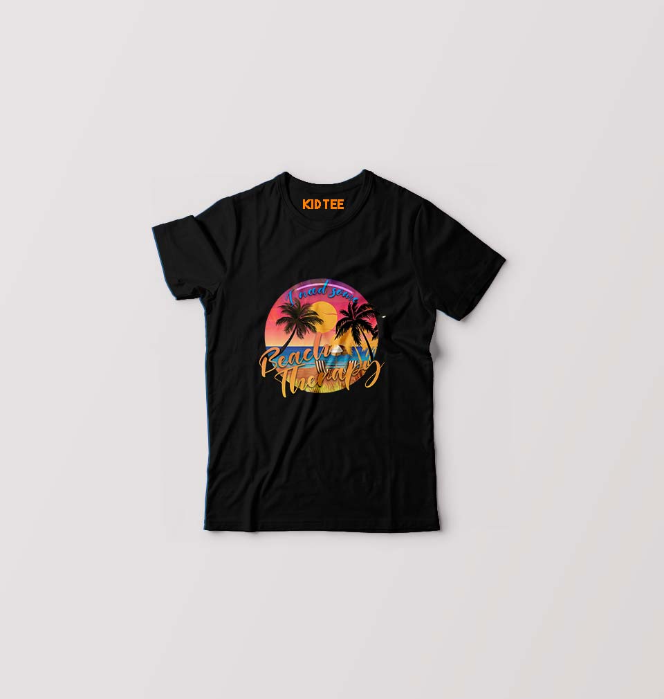beach therapy T-Shirt for Boy/Girl-Black-Ektarfa.online
