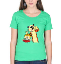 Load image into Gallery viewer, calvin hobbes T-Shirt for Women-flag green-Ektarfa.online
