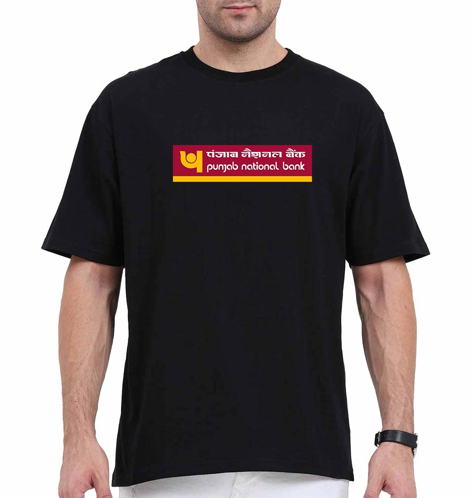 Punjab national bank (PNB) Oversized T-Shirt for Men-Black-Ektarfa.online