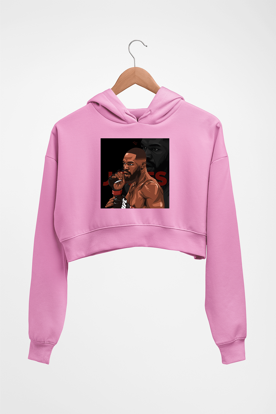 jon jones UFC Crop HOODIE FOR WOMEN-Light Baby Pink-Ektarfa.online