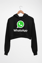 Load image into Gallery viewer, WhatsApp Crop HOODIE FOR WOMEN-Black-Ektarfa.online
