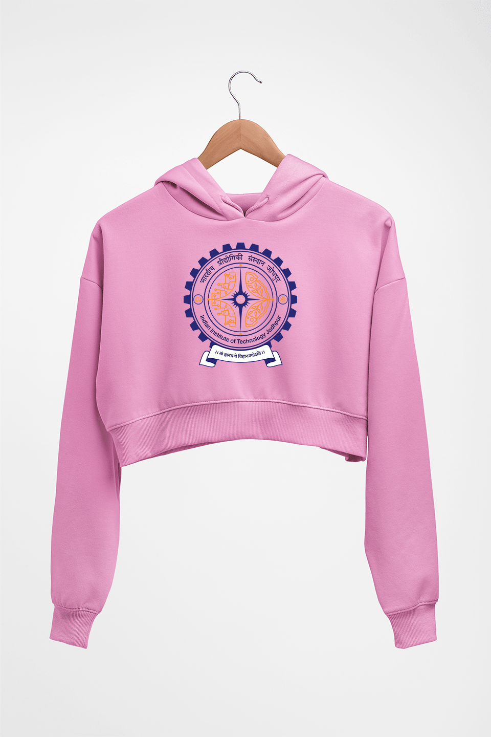 iit jodhpur Crop HOODIE FOR WOMEN-Light Baby Pink-Ektarfa.online