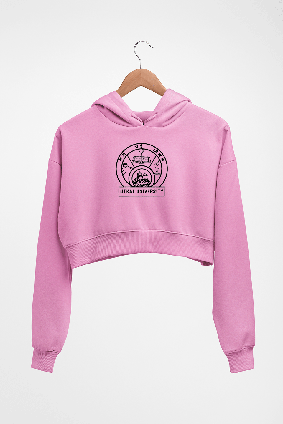 utkal university Crop HOODIE FOR WOMEN-Light Baby Pink-Ektarfa.online