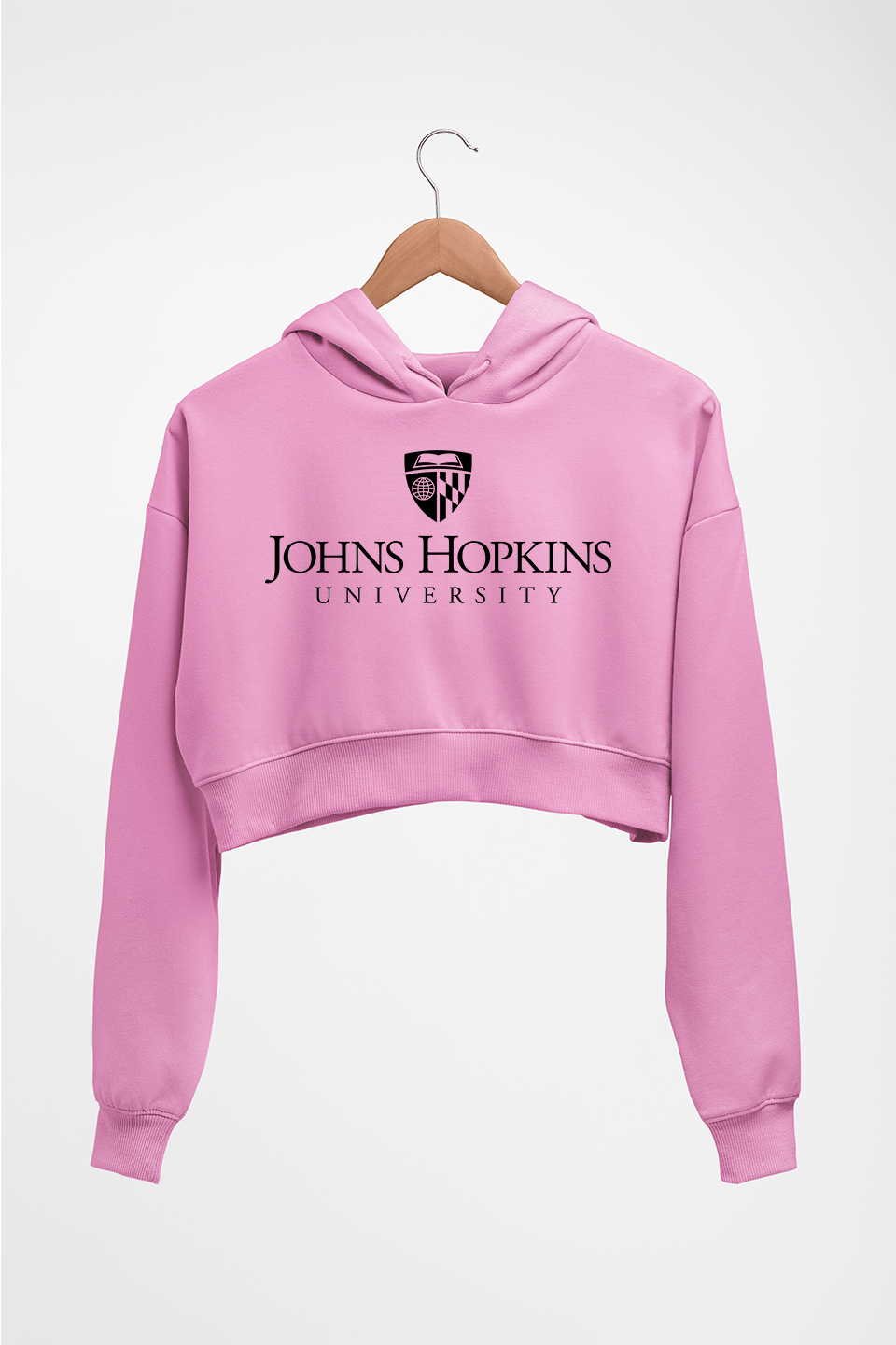 johns hopkins university Crop HOODIE FOR WOMEN-Light Baby Pink-Ektarfa.online