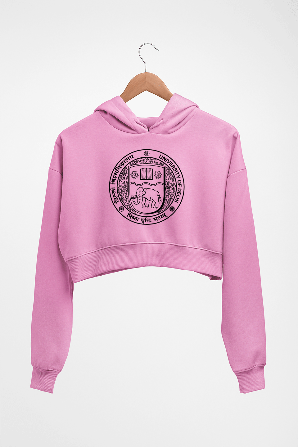 delhi university (DU) Crop HOODIE FOR WOMEN-Light Baby Pink-Ektarfa.online