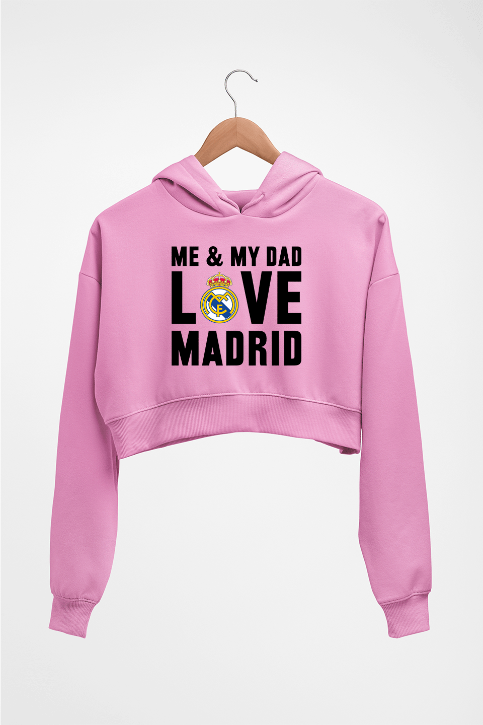 Love Real Madrid Crop HOODIE FOR WOMEN-Light Baby Pink-Ektarfa.online