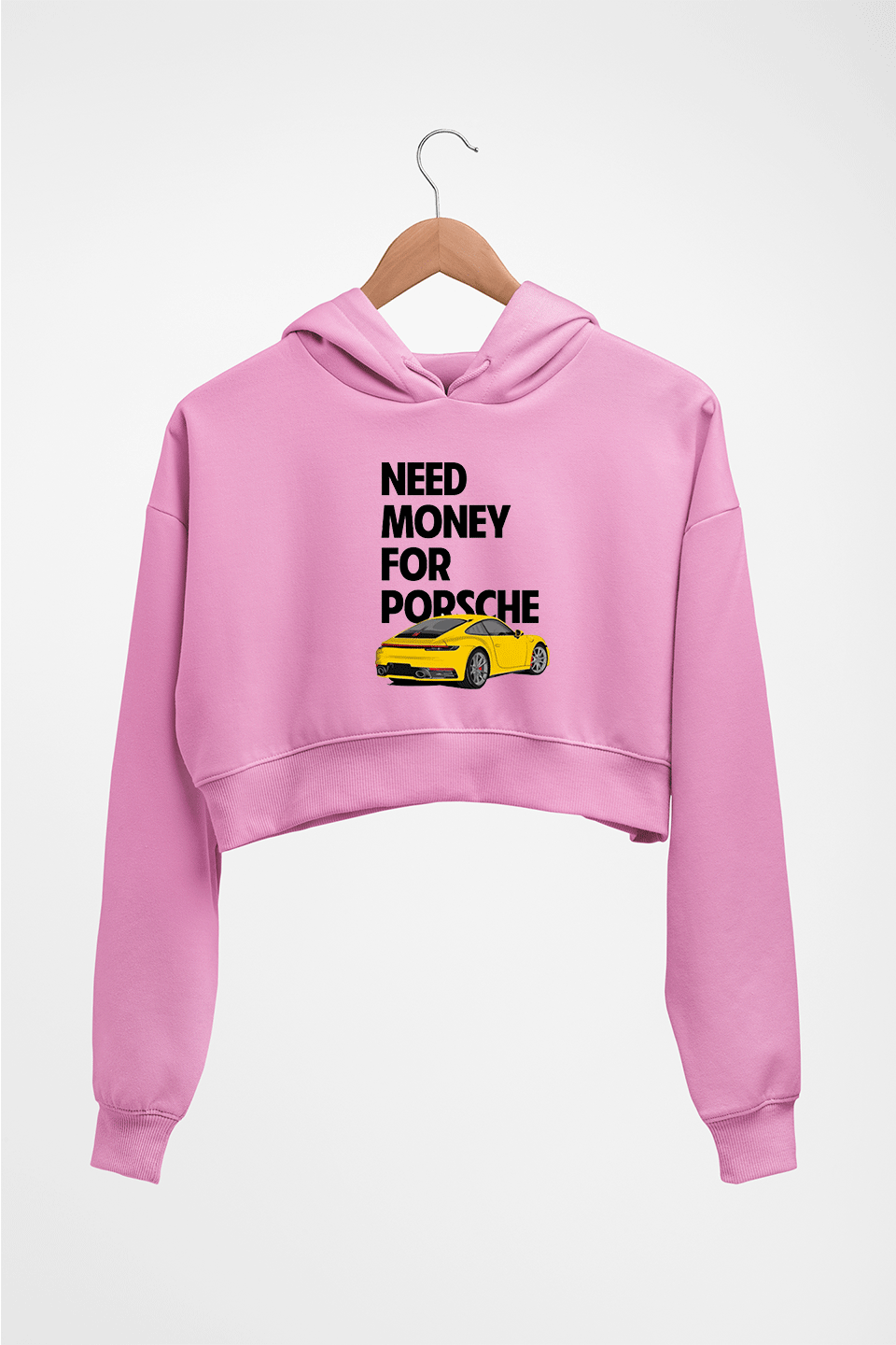 Porsche (Need Money) Crop HOODIE FOR WOMEN-Light Baby Pink-Ektarfa.online