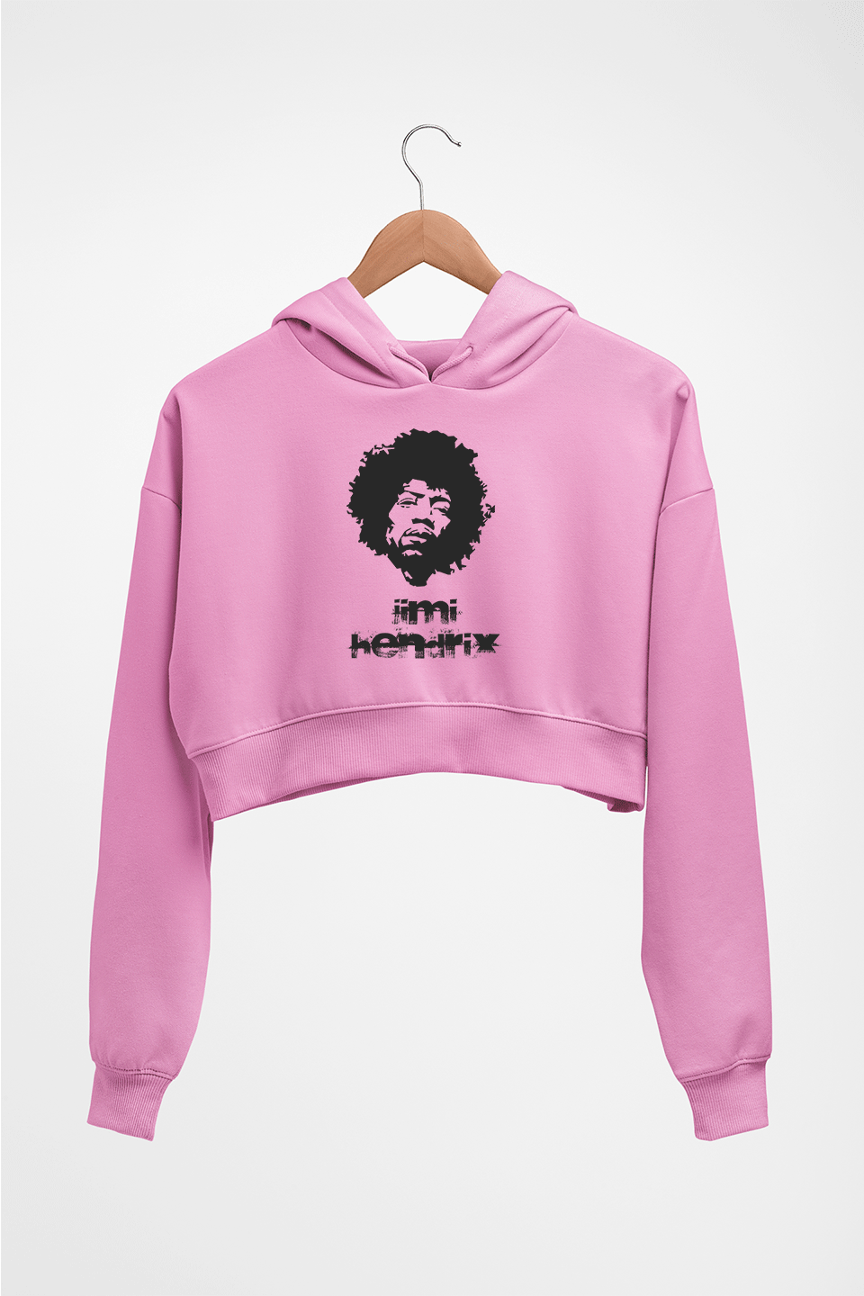 Jimi Hendrix Crop HOODIE FOR WOMEN-Light Baby Pink-Ektarfa.online