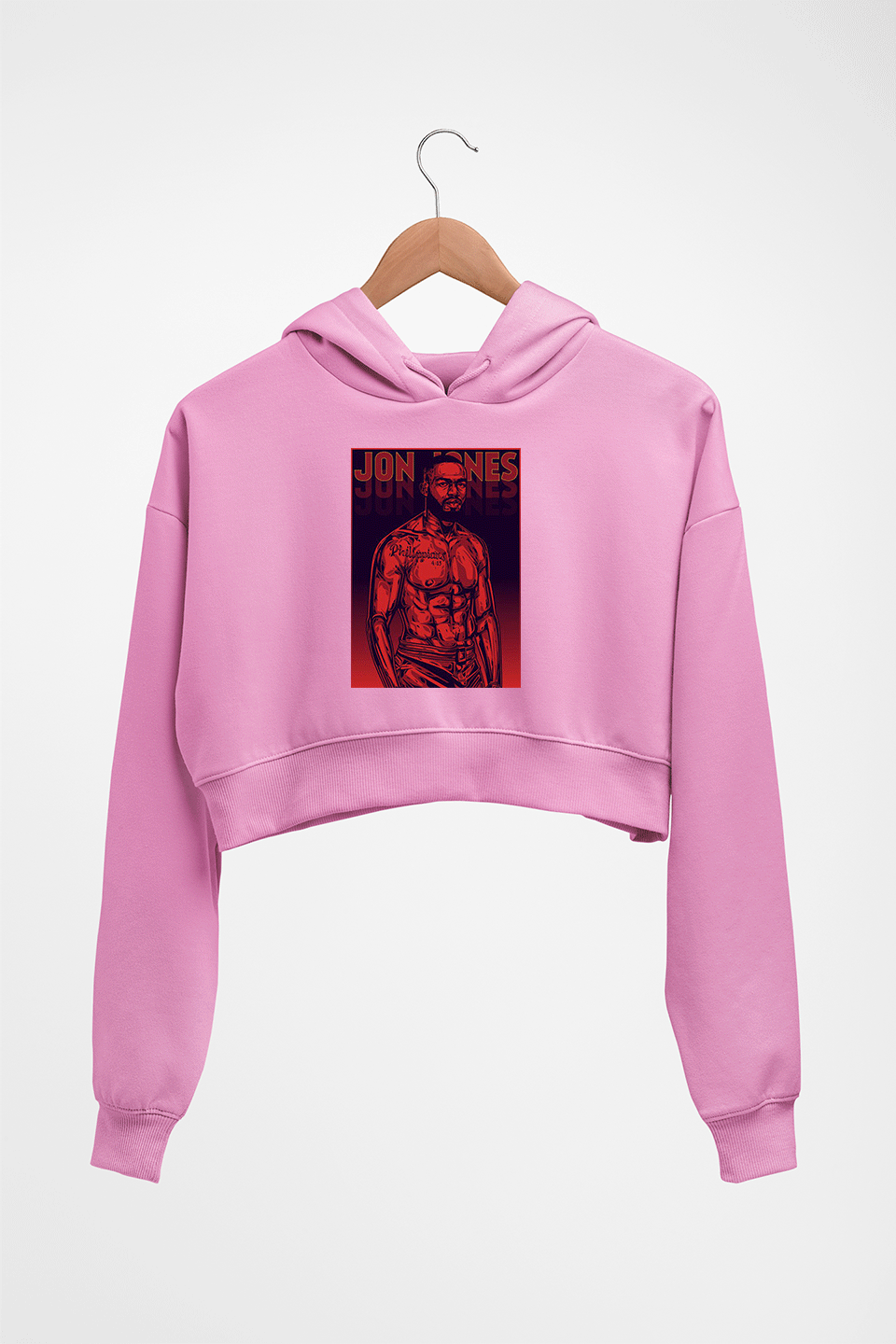 jon jones UFC Crop HOODIE FOR WOMEN-Light Baby Pink-Ektarfa.online