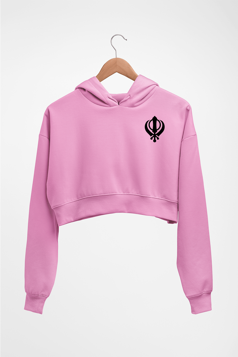 sikh Crop HOODIE FOR WOMEN-Light Baby Pink-Ektarfa.online