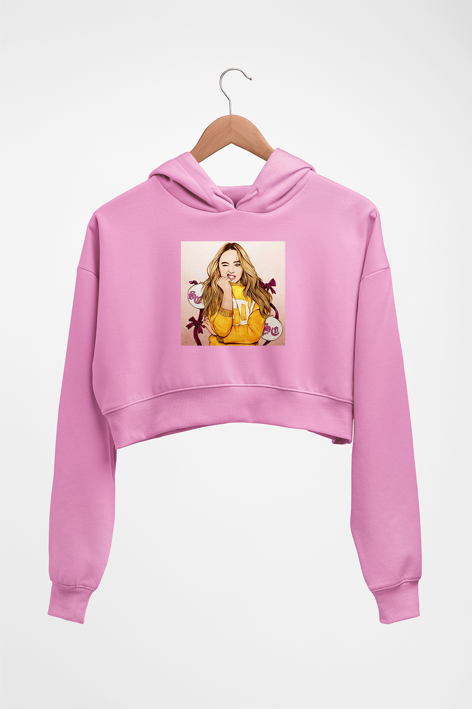 sabrina carpenter Crop HOODIE FOR WOMEN-Light Baby Pink-Ektarfa.online