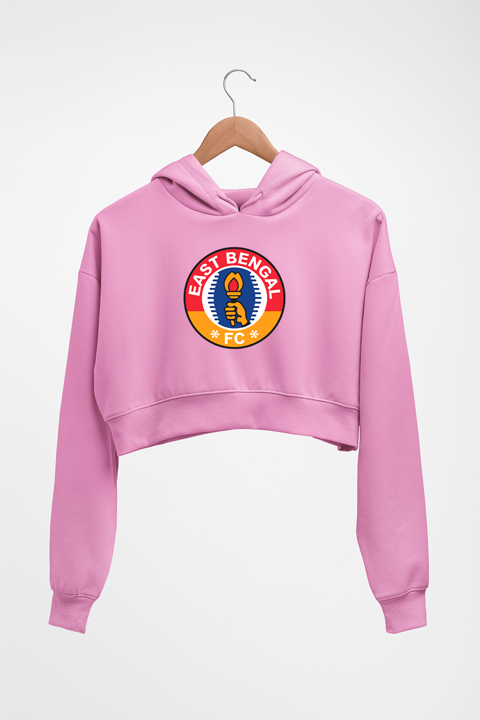 East Bengal FC Crop HOODIE FOR WOMEN-Light Baby Pink-Ektarfa.online