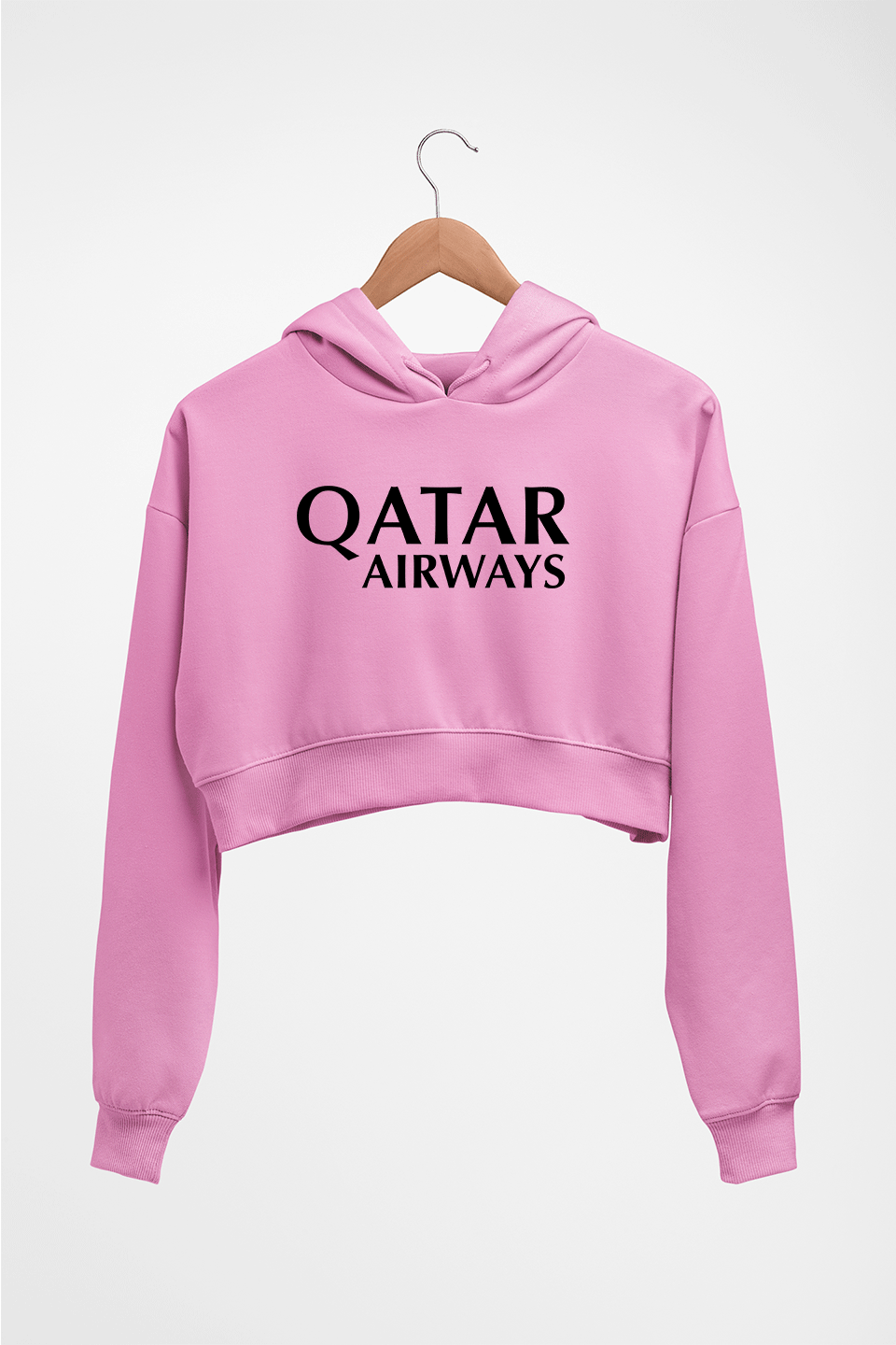 Qatar Airways Crop HOODIE FOR WOMEN-Light Baby Pink-Ektarfa.online