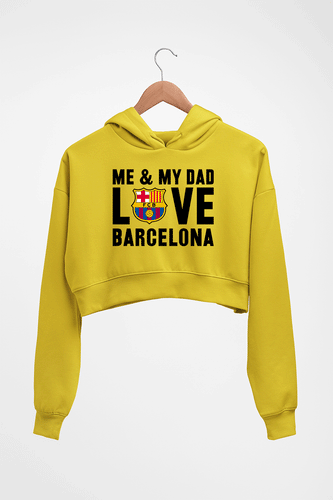 Love Barcelona Crop HOODIE FOR WOMEN-Mustard Yellow-Ektarfa.online