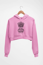 Load image into Gallery viewer, satyamev jayate Crop HOODIE FOR WOMEN-Light Baby Pink-Ektarfa.online
