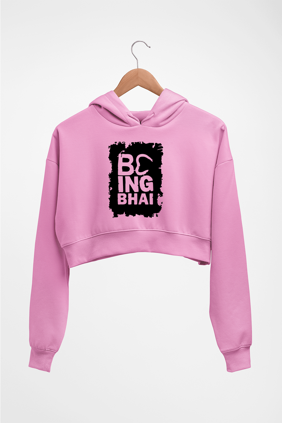 Being Bhai Crop HOODIE FOR WOMEN-Light Baby Pink-Ektarfa.online