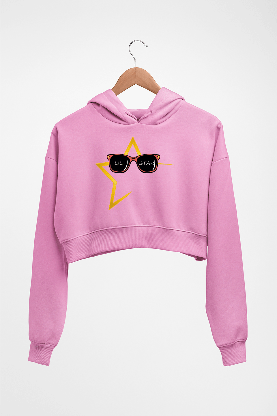 Lil Star Crop HOODIE FOR WOMEN-Light Baby Pink-Ektarfa.online