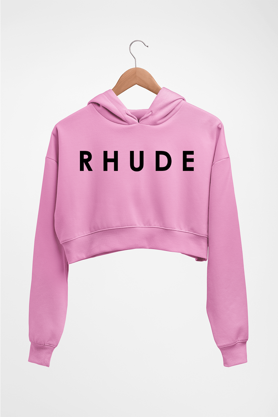 rhude Crop HOODIE FOR WOMEN-Light Baby Pink-Ektarfa.online