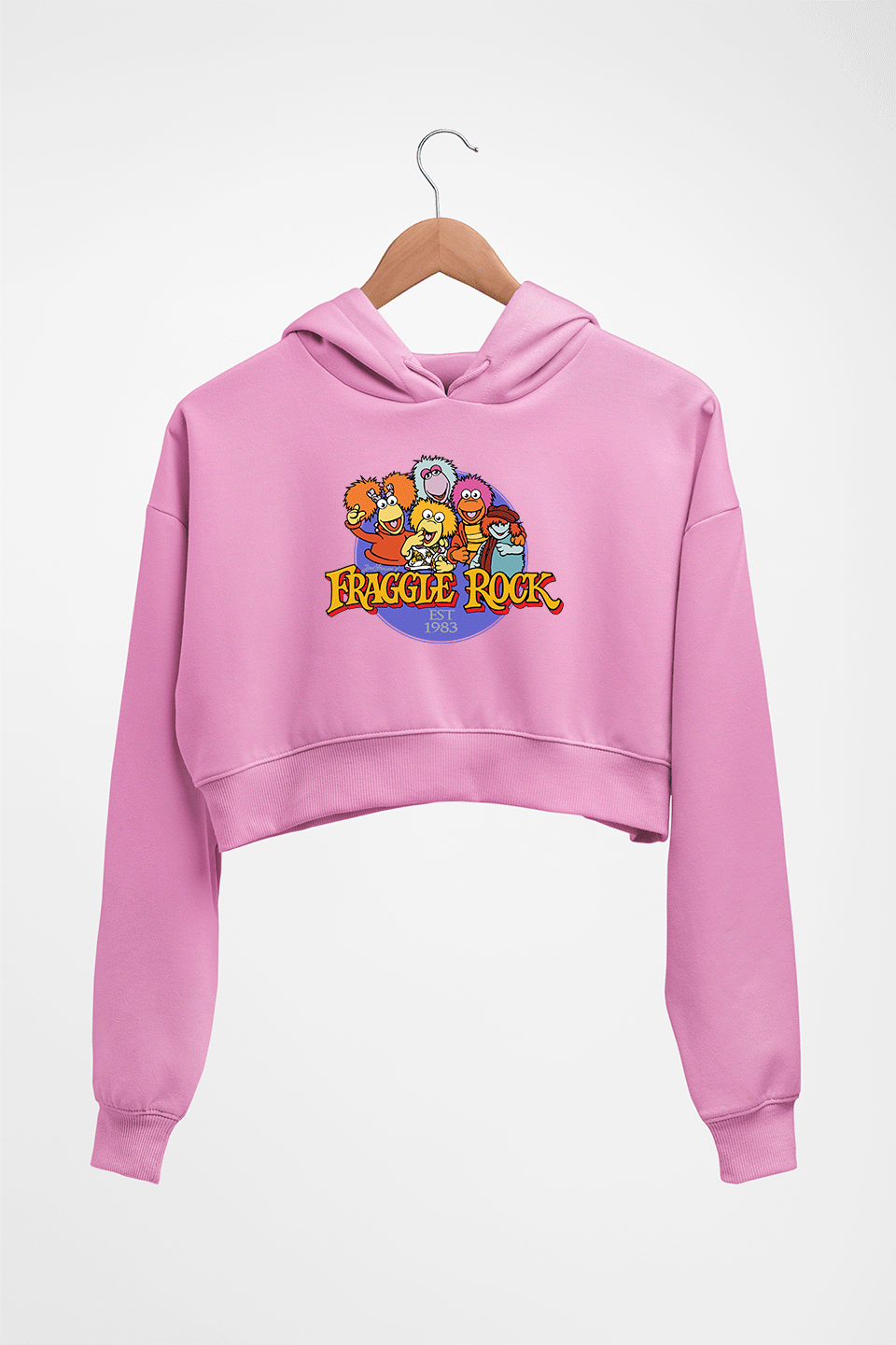 Fraggle Rock Crop HOODIE FOR WOMEN-Light Baby Pink-Ektarfa.online