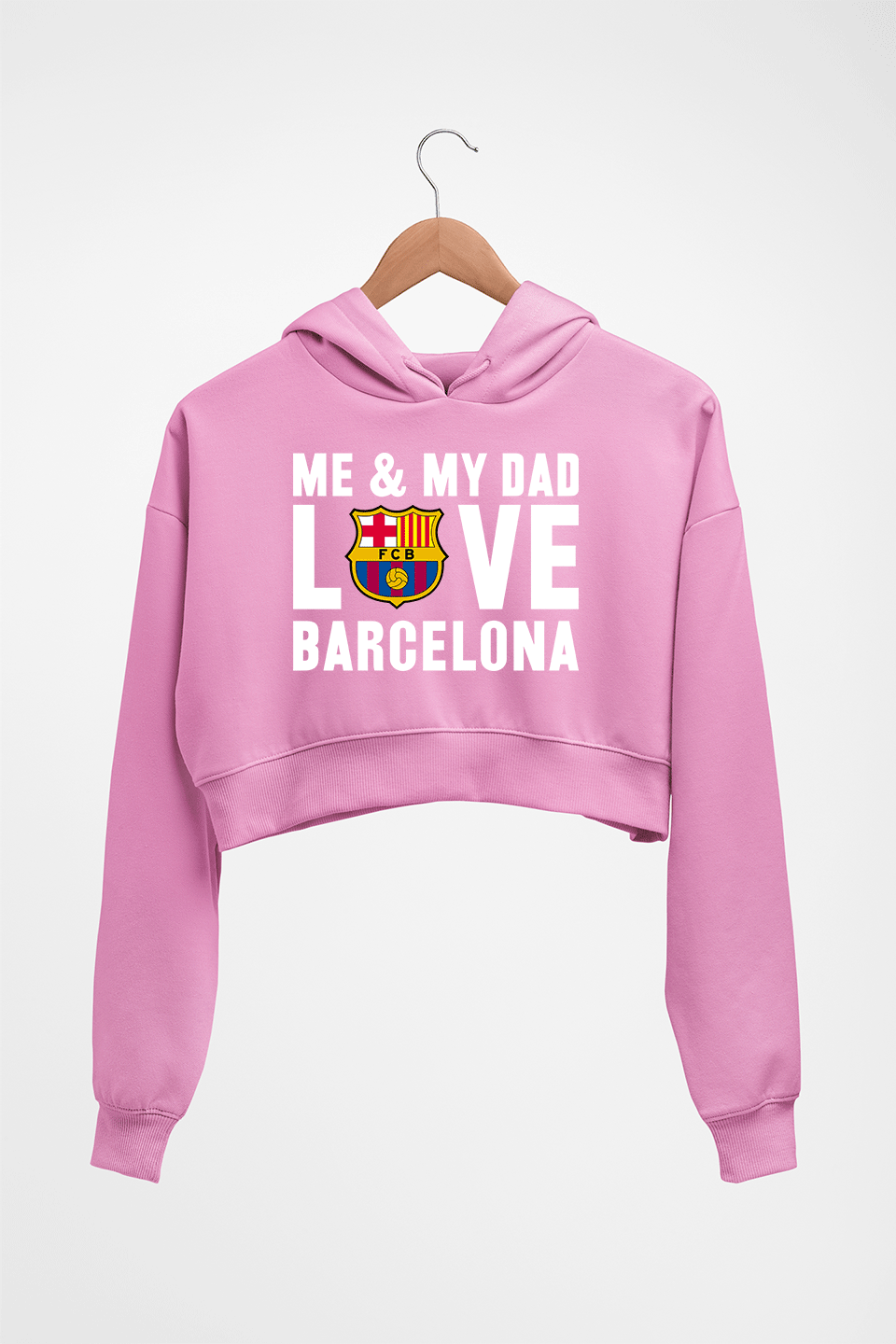 Love Barcelona Crop HOODIE FOR WOMEN-Light Baby Pink-Ektarfa.online