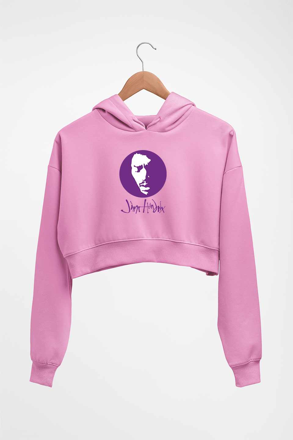 Jimi Hendrix Crop HOODIE FOR WOMEN-Light Baby Pink-Ektarfa.online
