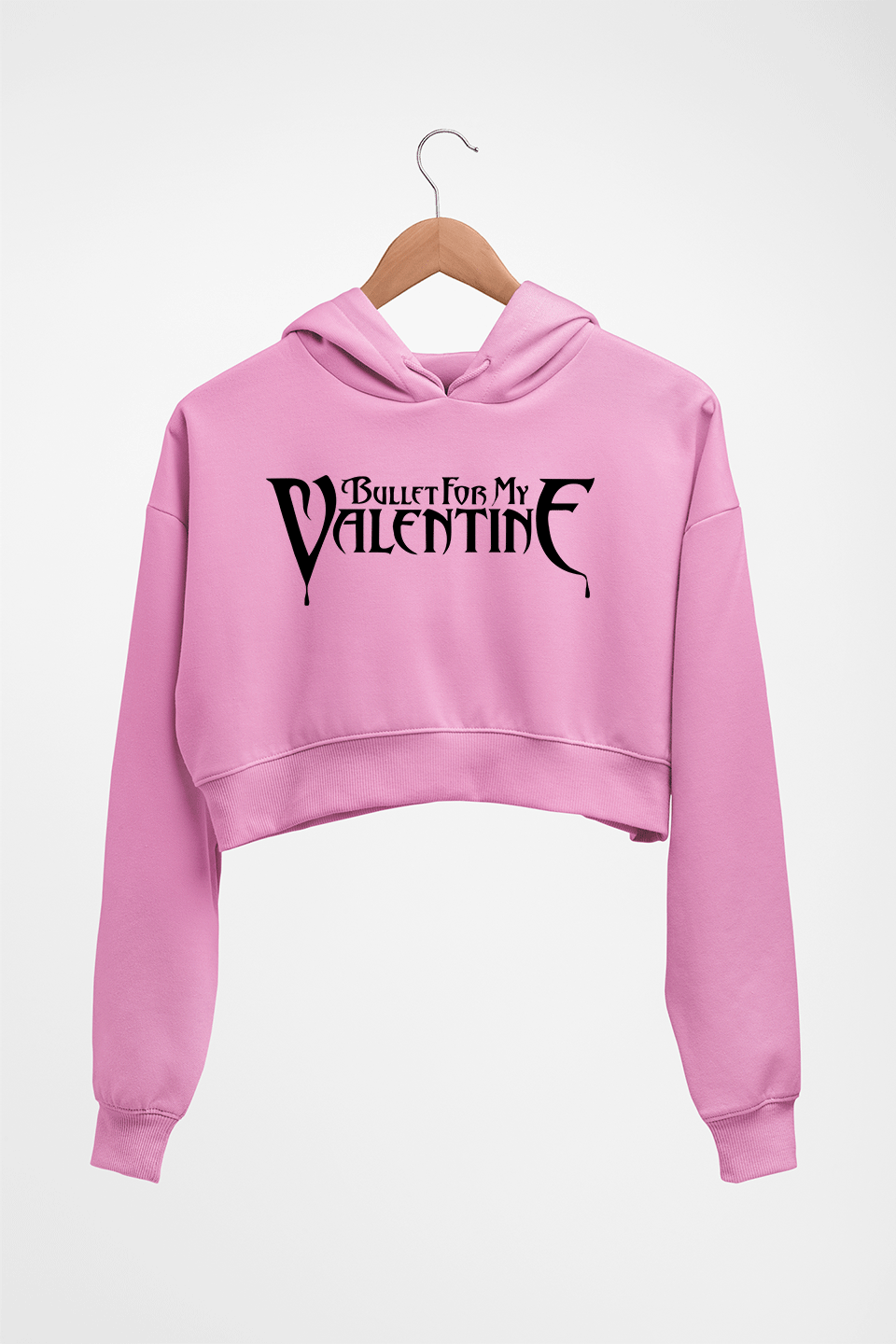 Bullet for My Valentine Crop HOODIE FOR WOMEN-Light Baby Pink-Ektarfa.online