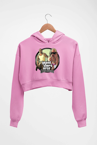 Grand Theft Auto (GTA) Crop HOODIE FOR WOMEN-Light Baby Pink-Ektarfa.online