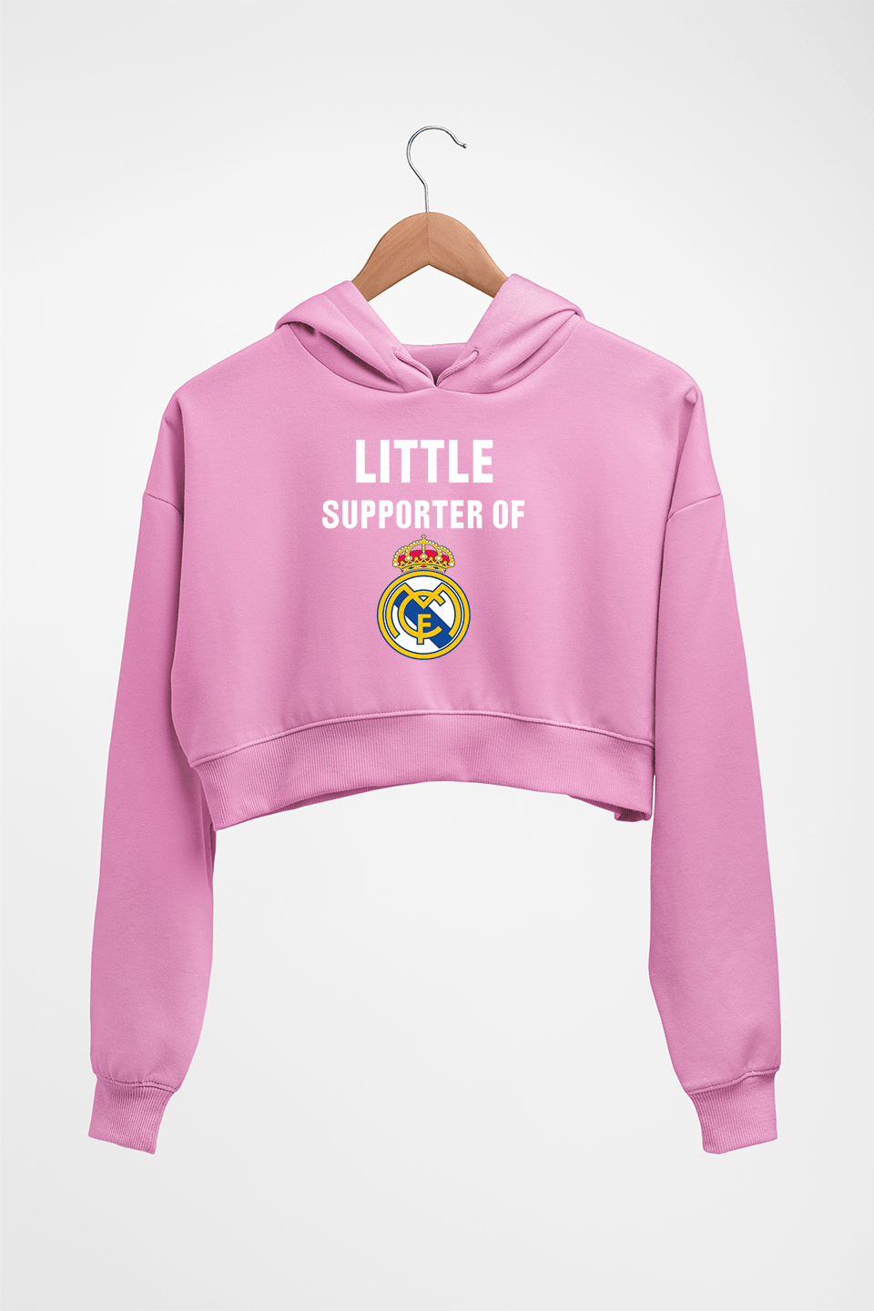 Little Supporter Real Madrid Crop HOODIE FOR WOMEN-Light Baby Pink-Ektarfa.online