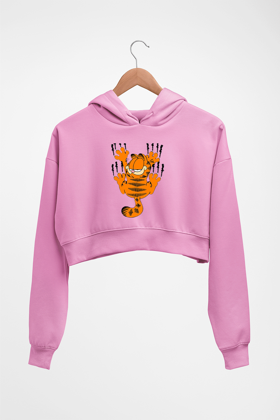 Garfield Crop HOODIE FOR WOMEN-Light Baby Pink-Ektarfa.online